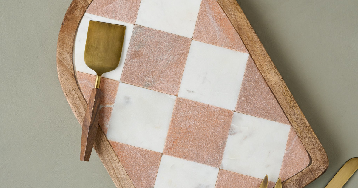 Carmella Checkered Marble Serving Board | Magnolia