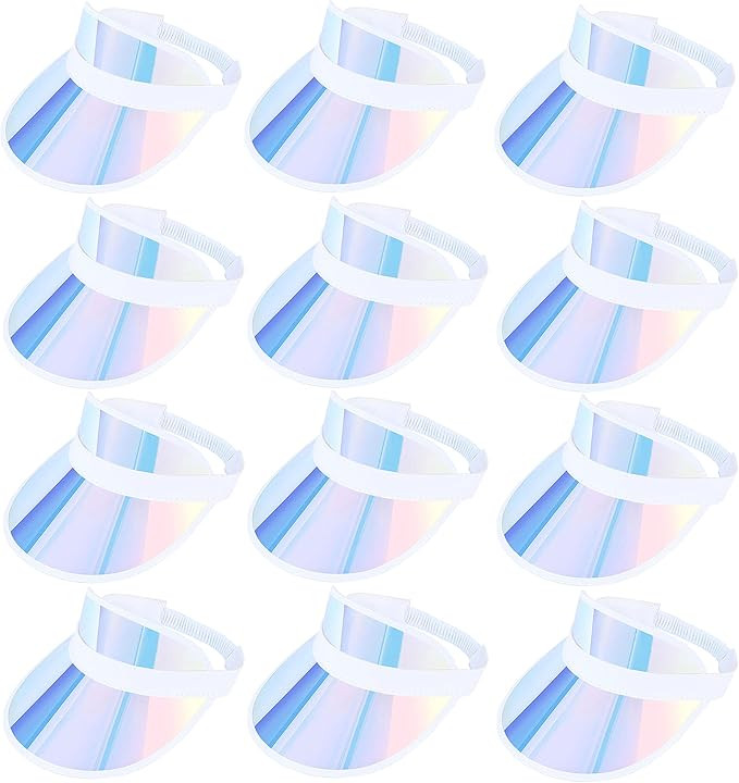 12 Pack Sun Visor Hats Women UV Protection Clear Outdoor Beach Sports Golf Sunhat Party Cap | Amazon (US)