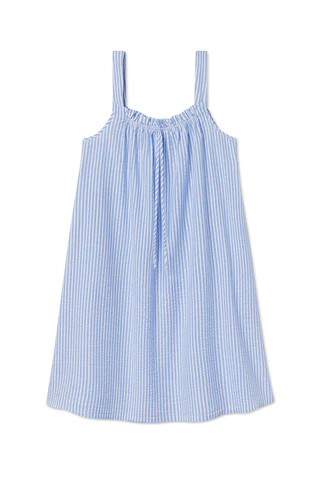 Alice Nightgown in Blue Seersucker | Lake Pajamas
