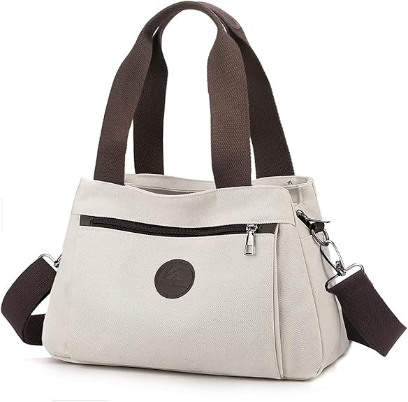 DOURR Hobo Handbags Canvas Crossbody Bags for Women, Multi Compartment Tote Purse Medium Satchel | Amazon (US)