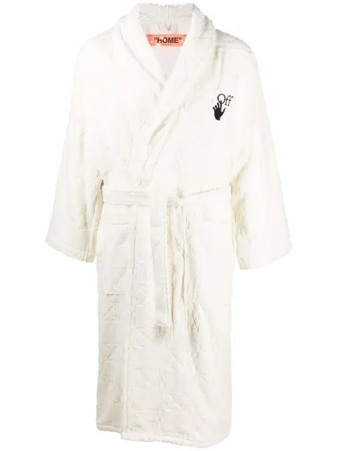 Off-White logo刺绣浴袍 - Farfetch | Farfetch (CN)