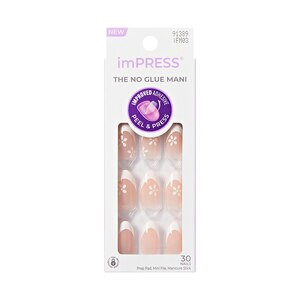 Impress Press-On Manicure, Fearless (White Floral French) | CVS Health