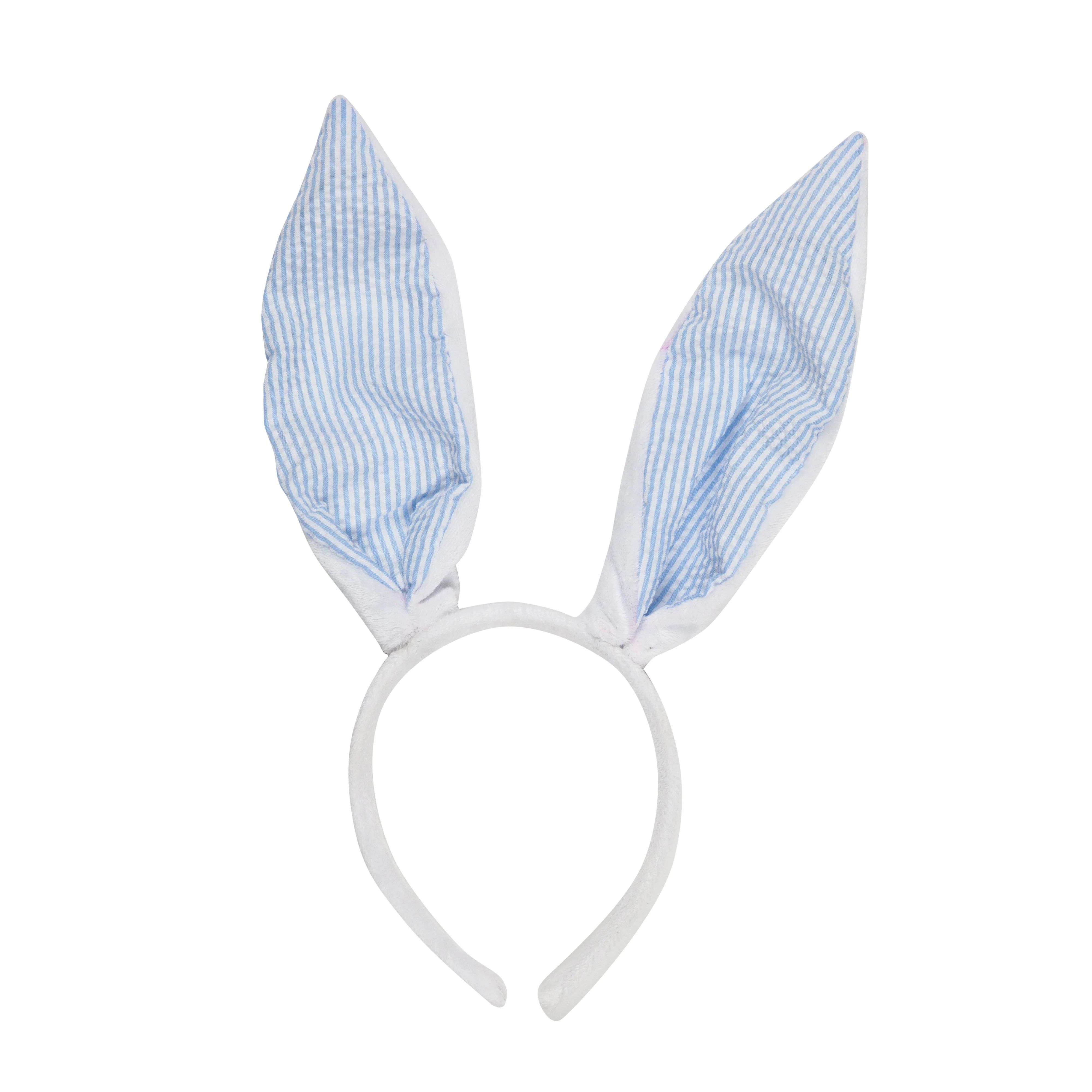 Wabbit Ears - Worth Avenue White with Breakers Blue Seersucker | The Beaufort Bonnet Company