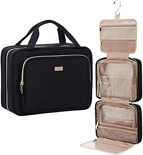 NISHEL 4 Sections Hanging Travel Toiletry Bag Organizer, Large Makeup Cosmetic Case for Bathroom ... | Amazon (US)
