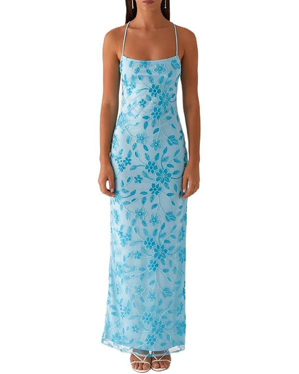 KMBANGI Women Y2K Sequin Sparkle Maxi Dress Sleeveless Backless Glitter Long Dress Rhinestone Cam... | Amazon (US)