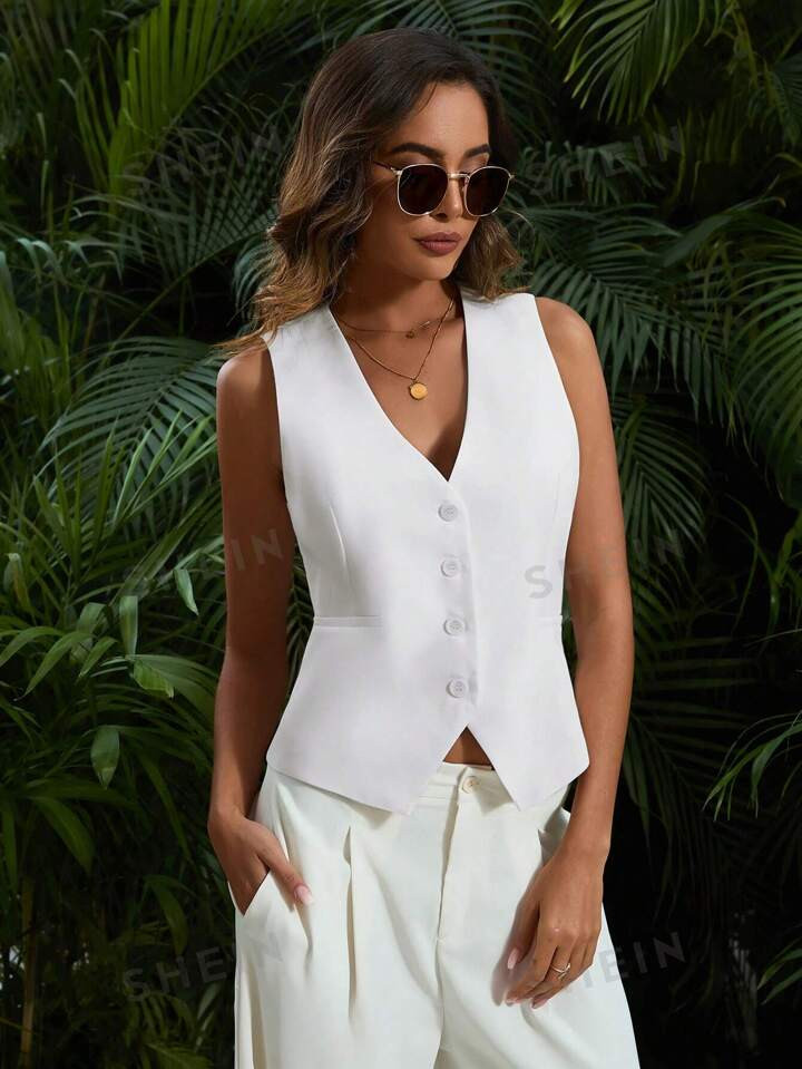 SHEIN BIZwear Single Breasted Sleeveless Blazer4.87(1000+) | SHEIN