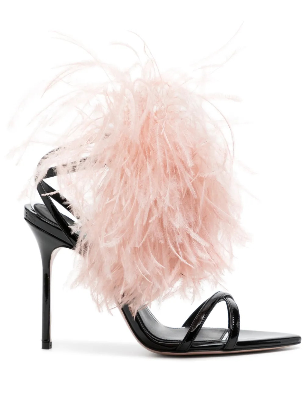 Gedebe Lily 100mm feather sandals - Black | Farfetch Global