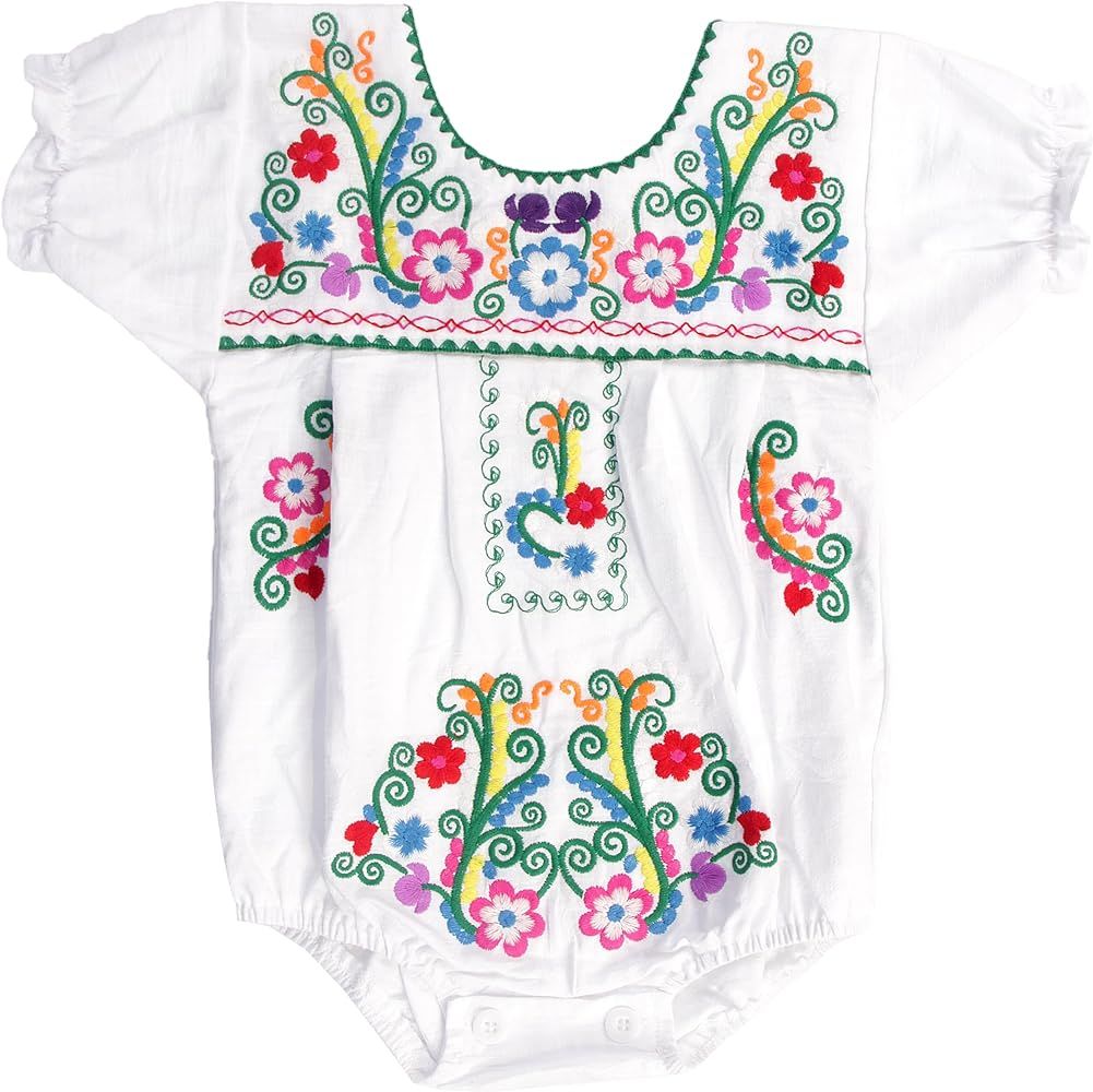 YZXDORWJ Mexican Newborn Baby Girl Embroidered Floral Fiesta Birthday Bodysuit | Amazon (US)