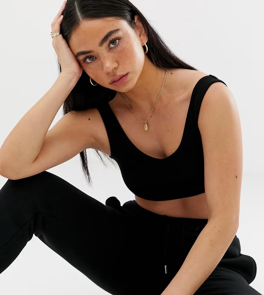 COLLUSION crop bralet with v neck-Black | ASOS (Global)