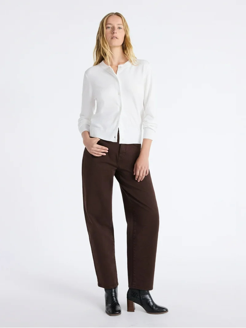 Free Assembly Women's and Women's Plus Solid, Stripe, & Print Classic Cozy Yarn Cardigan Sweater,... | Walmart (US)