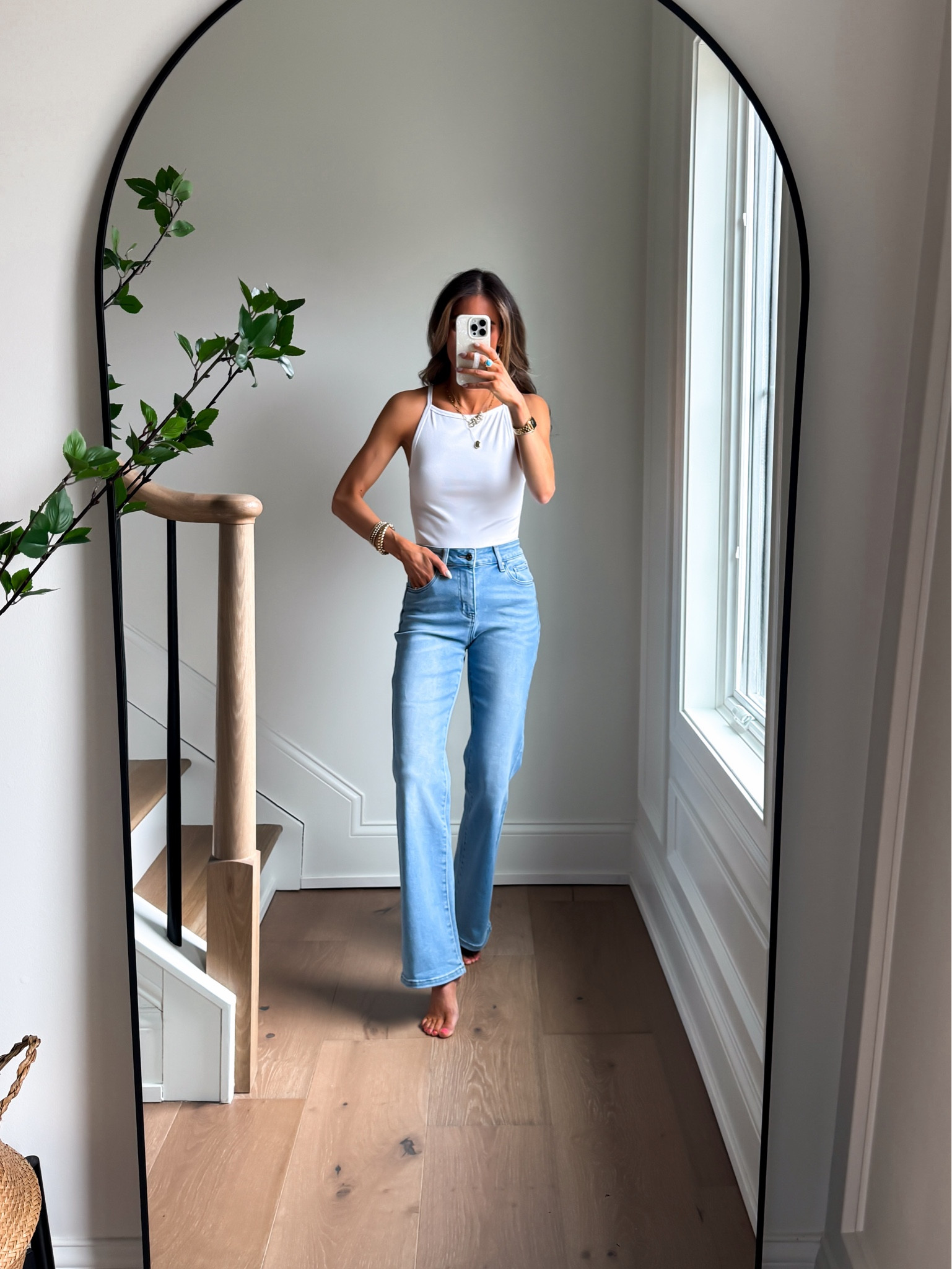 Wearing a size 2 jeans (regular length) and small tank

Amazon jeans | comfy jeans 

#LTKgrwm #LTKmomlife #LTKootd