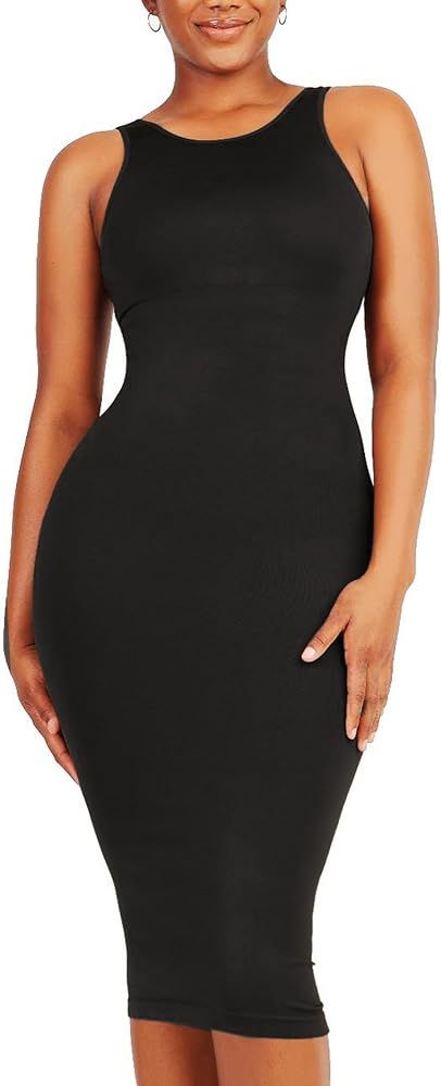 Dresses for Women 2023 Tummy Control Shapewear I Midi Sleeveless High Neck Sculpting Dress Body S... | Amazon (US)
