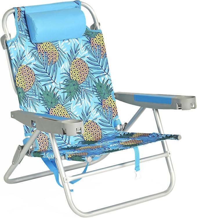 SUNNYFEEL Extra Wide 28" Low Beach Chair 5 Position Lay Flat, XL Oversized Portable Folding Campi... | Amazon (US)