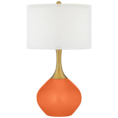 Nectarine Orange Nickki Brass Modern Table Lamp | Lamps Plus