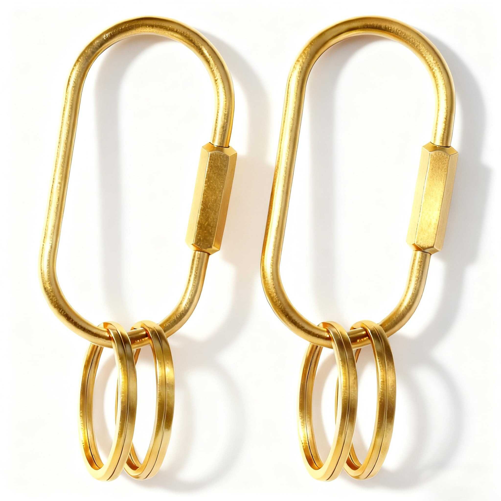 2 Pack Gold Carabiner Key Rings – Brass Clip with Screw Lock, Key Organizer with 4 Rings, Jewel... | Amazon (US)