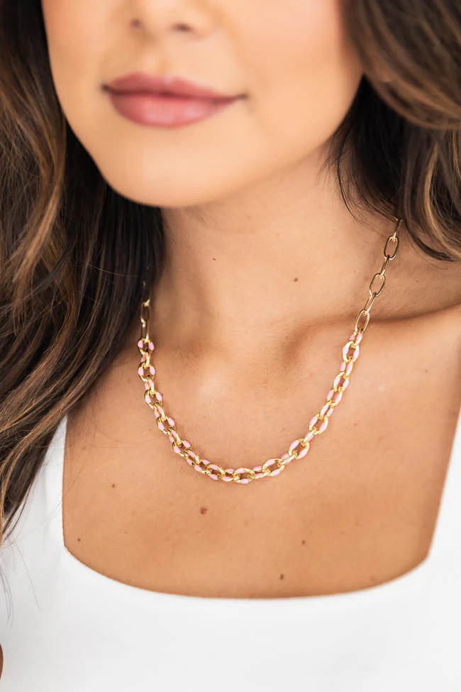 Rely On Fate Gold/Pink Necklace | Pink Lily