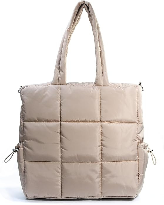 Women's Puffer Quilted Tote Bag Lightweight Satchel with Detachable Shoulder Strap Purse for for ... | Amazon (US)