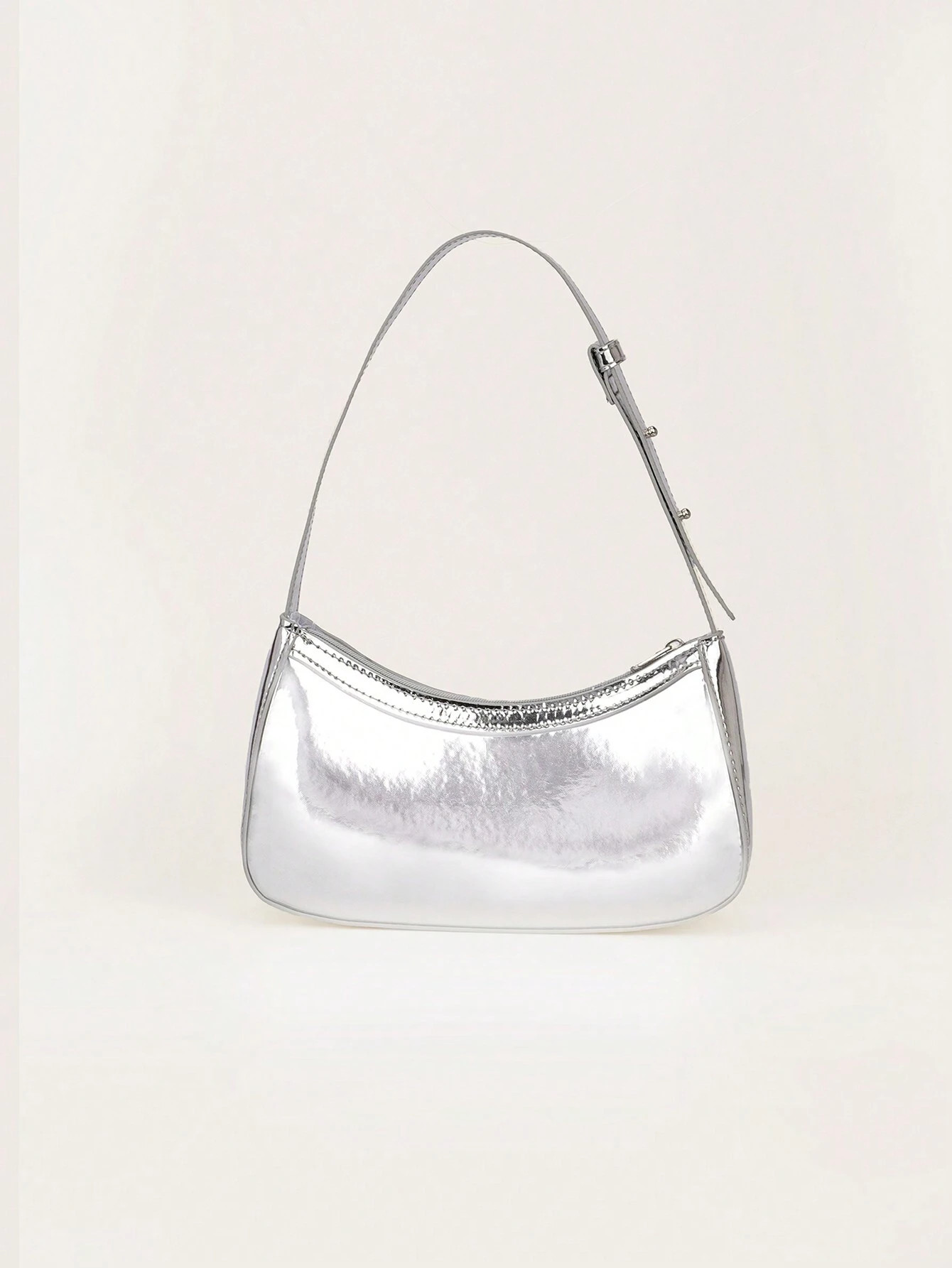 1pc Mirror Silver Handbag, Patent Leather Reflective Clutch, Shoulder Bag | SHEIN USA | SHEIN