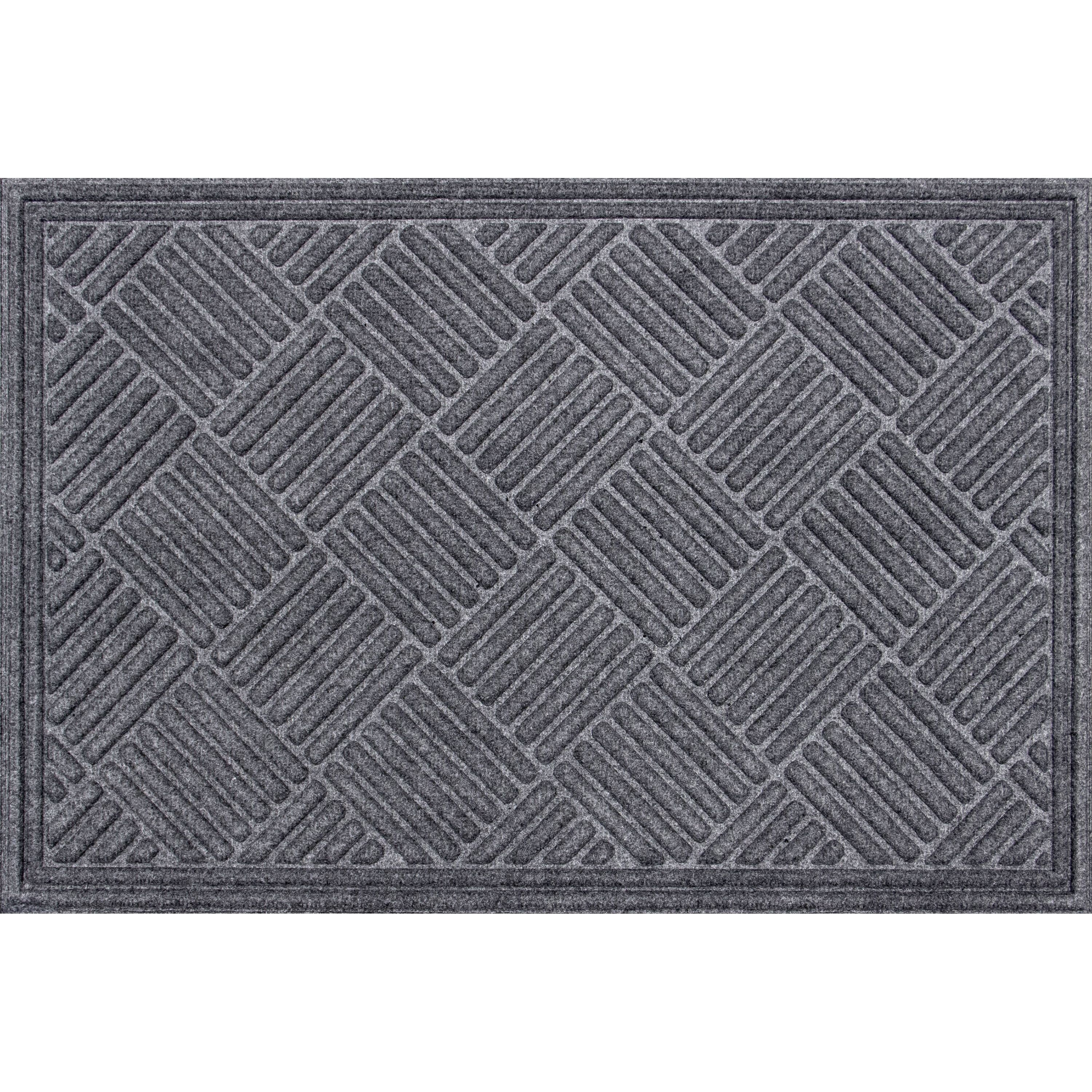 Mainstays Textures Crosshatch Polyester and Rubber Backed Doormat, 2' x 3', Smoke | Walmart (US)