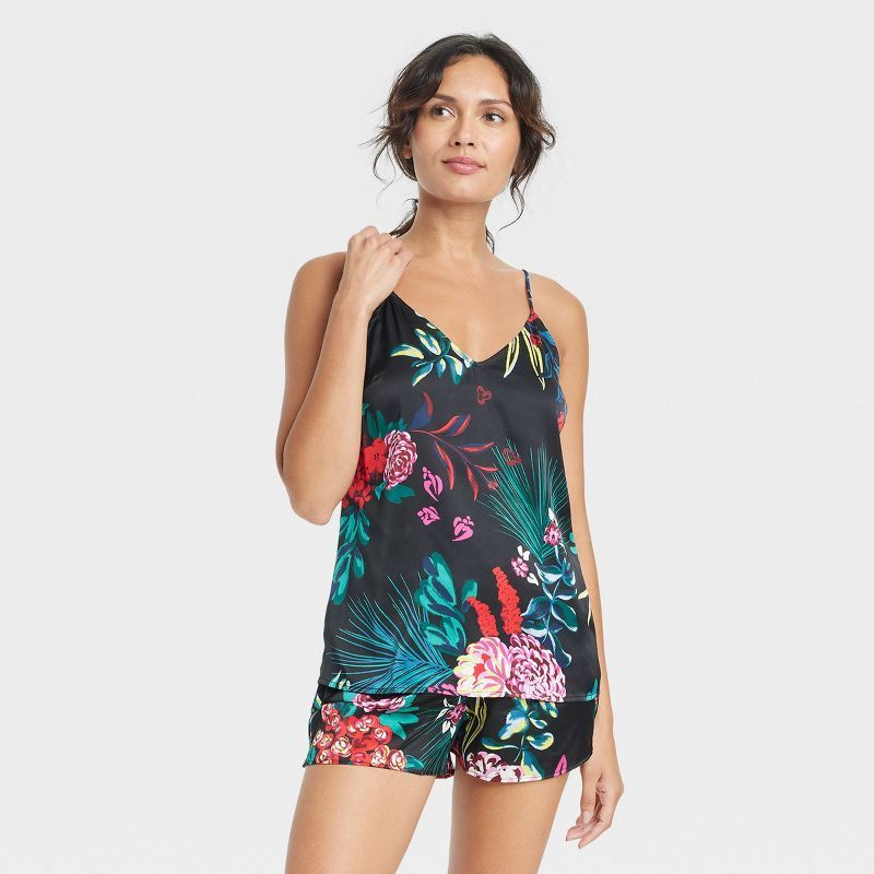 Women's Floral Print Satin Pajama Cami - Stars Above™ Black | Target