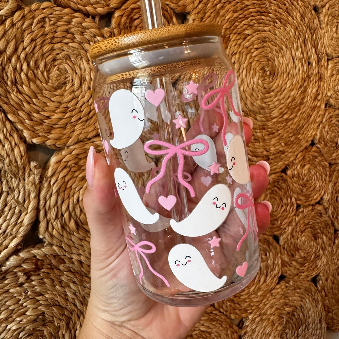 Ghost Glass Cup Cute Halloween Can Glass Coquette Halloween Iced Coffee Coquette Glass Iced Coffe... | Etsy (US)