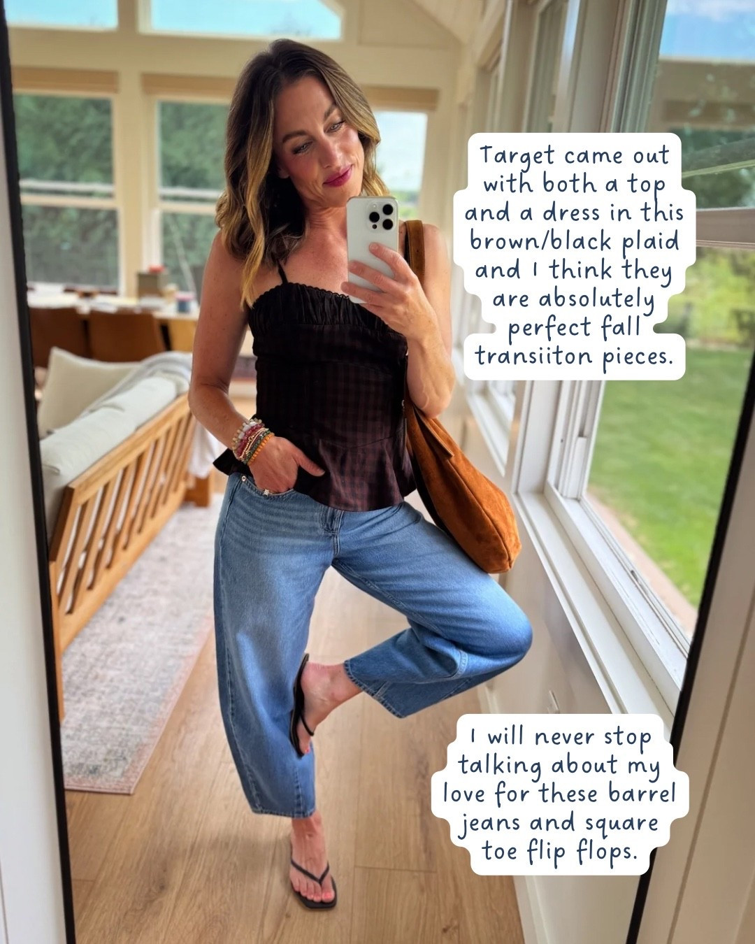 Top fits TTS and so go jeans! Jeans a zero and top an Xs.