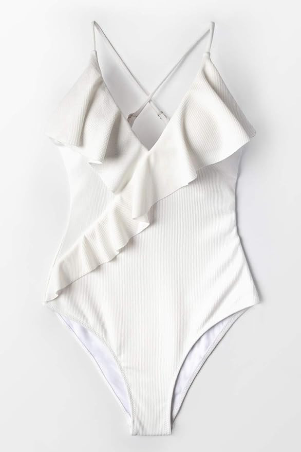 CUPSHE Women's One Piece Swimsuit Ruffle Wrap Textured Beach Swimwear Bathing Suits | Amazon (US)