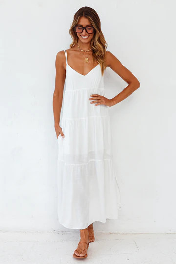 Carbell Maxi Dress White | Fortunate One