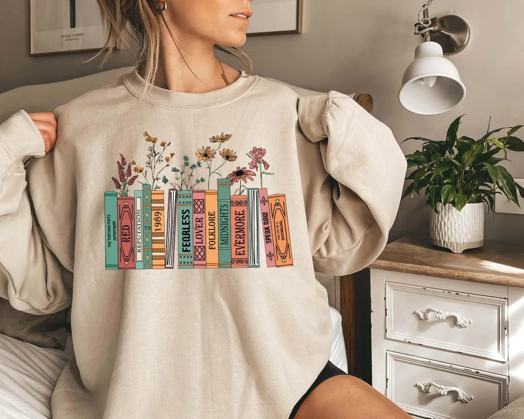 Albums as Books Sweatshirt, Taylor Shirt, Trendy Floral Book Lover Crewneck Gift Hoodie - Etsy | Etsy (US)