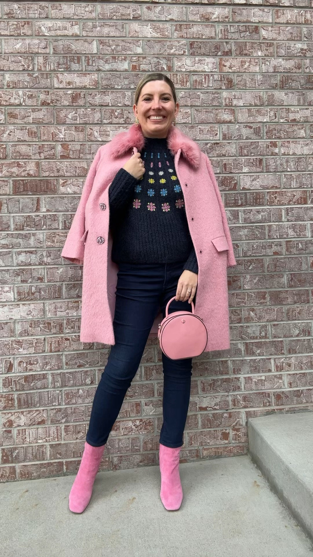 I will never get tired of a colorful coat.

Coat - Kate Spade (similar linked)
Sweater - Boden (rentable, linked)
Jeans - Express (similar linked)
Bag - Kate Spade (linked)
Boots - Sam Edelman (linked)
Earrings - Kate Spade
Ring - Marleylilly (linked)
Bracelet - ?

#LTKShoeCrush #LTKSeasonal #LTKWatchNow