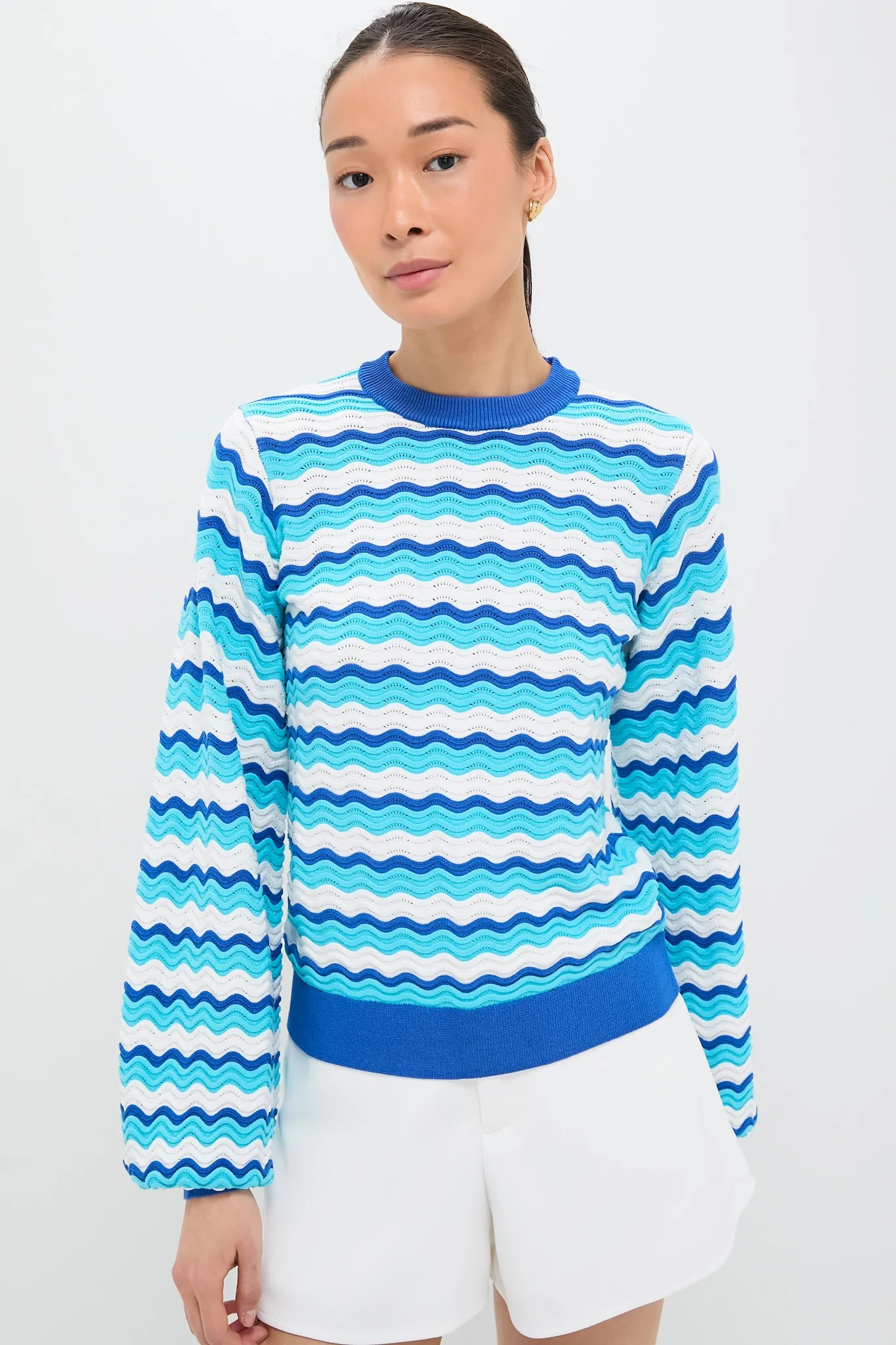Aqua Wavy Stripe Callie Crewneck | Tuckernuck (US)