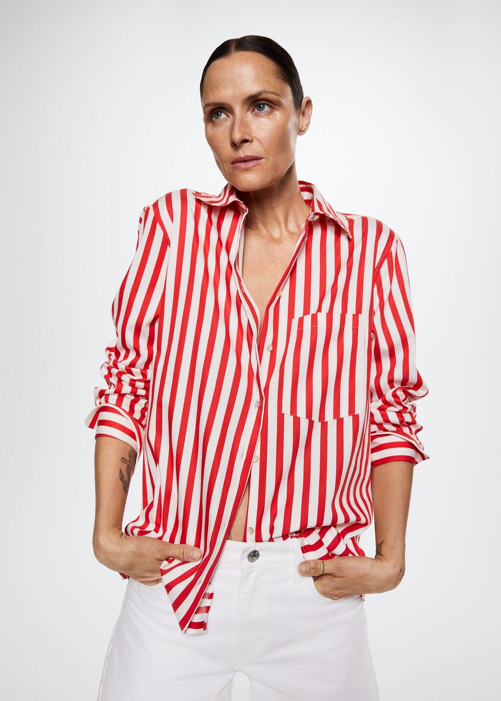 Striped cotton shirt | MANGO (US)
