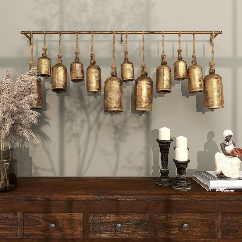 Cow Bells Giant Vintage Rustic Tin Metal Set of 12 Handmade Antique Decor for Holidays, Swiss Sou... | Etsy (US)