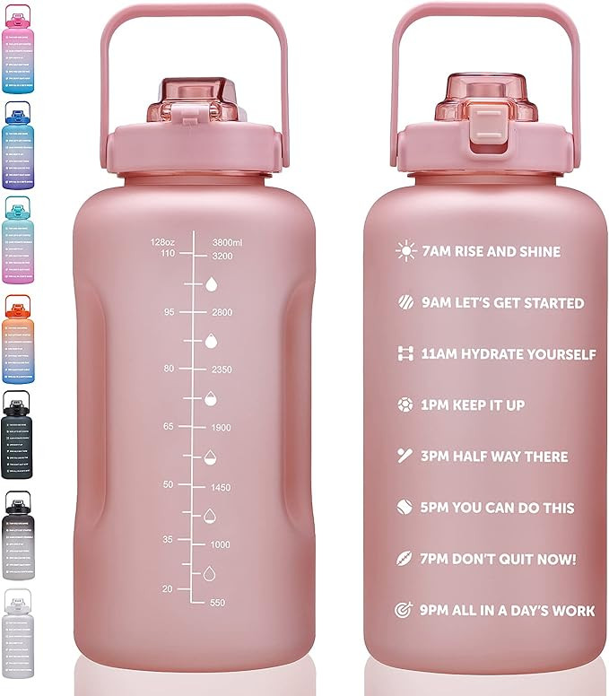 64oz,100oz,128oz Large Motivational Water Bottle with Time Marker, Leakproof & BPA Free Half Gall... | Amazon (US)