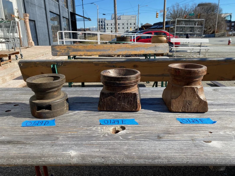 Vintage Juicer Pillar Candle Holders, Small Reclaimed Wood Candle Stick | Etsy (US)
