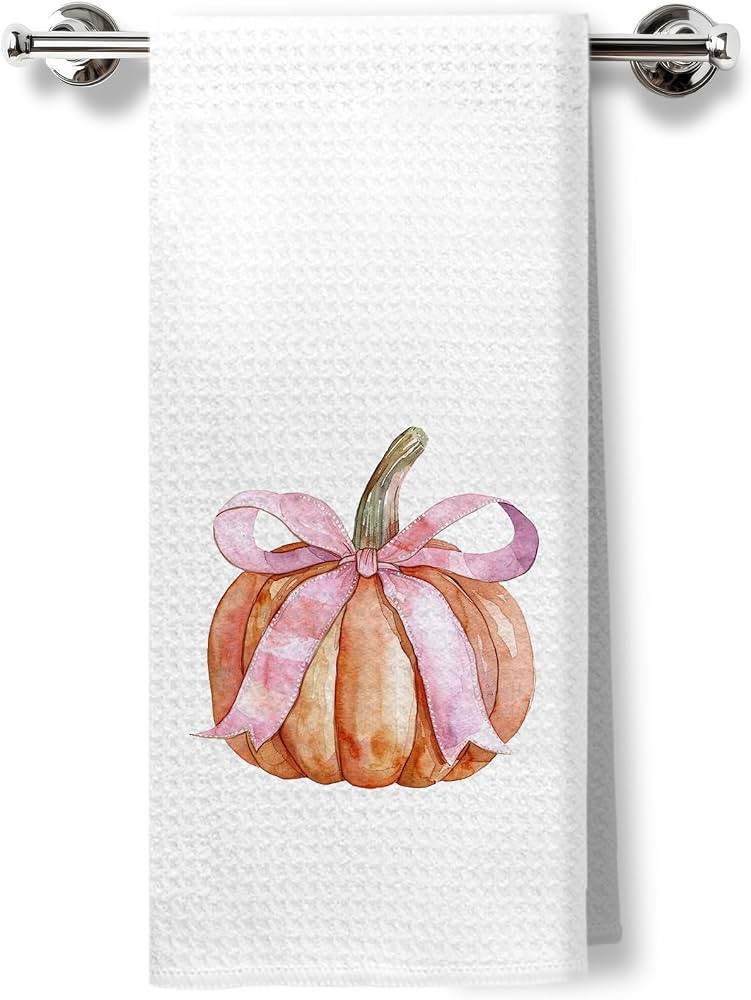 Coquette Pink Bow Pumpkin Fall Kitchen Towels, Preppy Fall Pumpkin Hand Towels for Bathroom Colle... | Amazon (US)