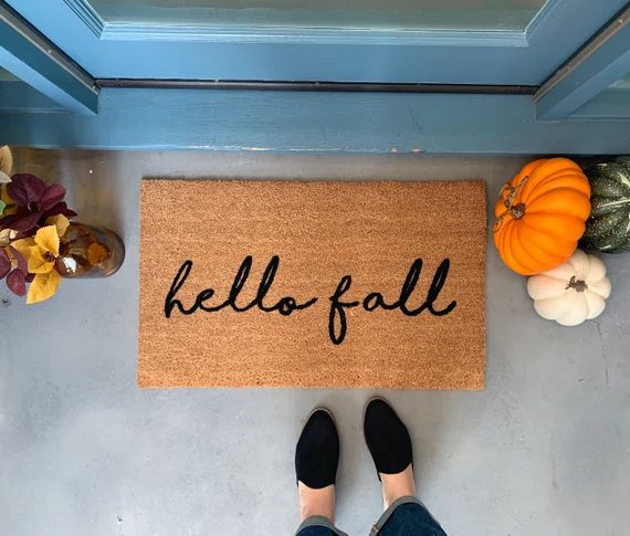 Hello fall Doormat / hey pumpkin / Front Porch Decor / | Etsy | Etsy (US)
