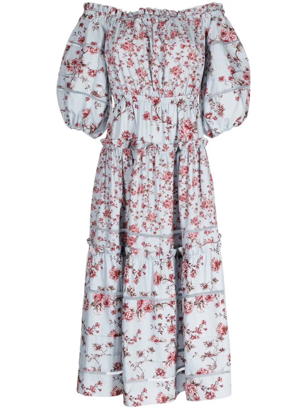 Ayana floral-print off-shoulder midi dress | Farfetch Global