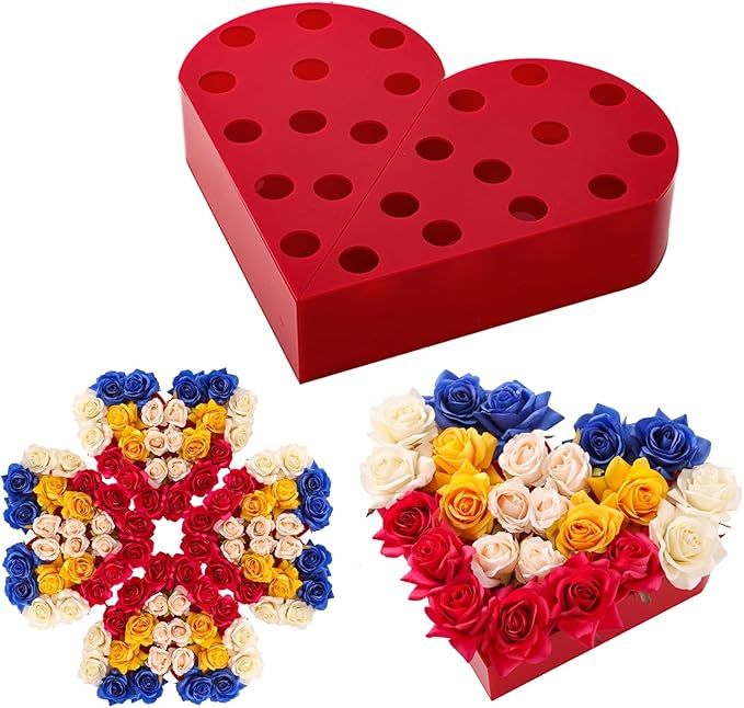 HNNJCK Acrylic Flower Vase for Centerpieces, 24 Holes Heart Shaped Flower Vases, Table Centerpiec... | Amazon (US)