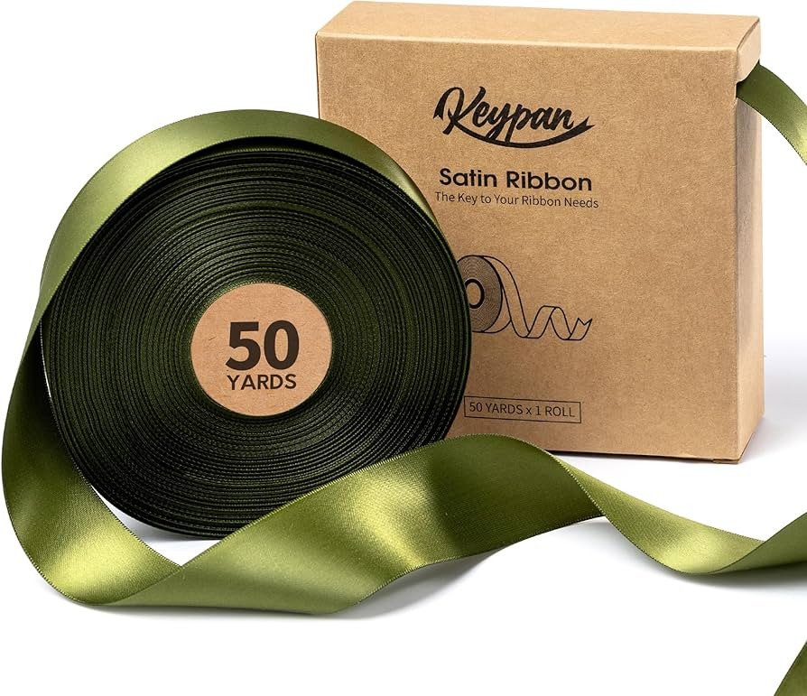 Moss Green Satin Ribbon 1-1/2 Inch x 50 Yards Double-Faced for Gift Wrapping Crafts Flower Bouque... | Amazon (US)