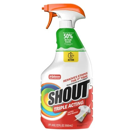 Shout Active Enzyme Laundry Stain Remover Spray, Triple-Acting Formula Clings, Penetrates, and Lifts 100+ Types of Everyday Stains - Prewash Spray 22oz | Walmart (US)