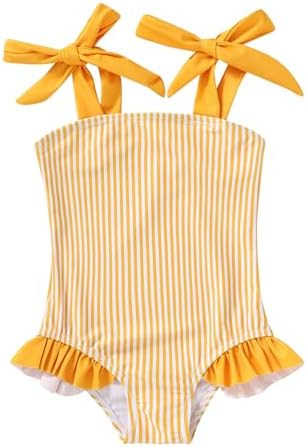 Toddler Swimsuit Girl Color Block Stripe One-Piece Swimwear Baby Girl Bathing Suits | Amazon (US)