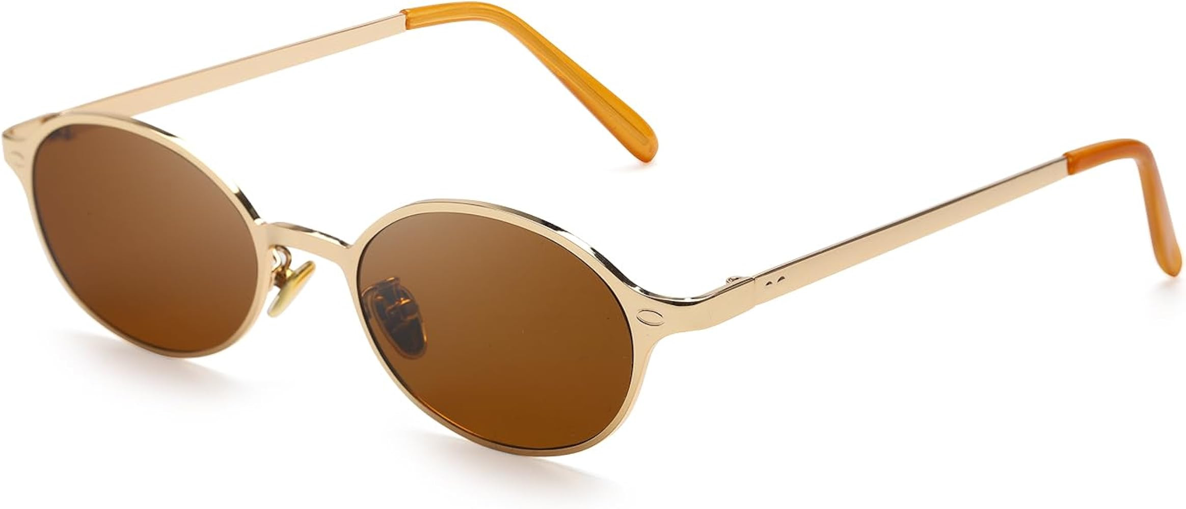 Trendy Oval Sunglasses for Women Small Gold Frame Fashion Designer Ladies Shades with UV400 Prote... | Amazon (US)
