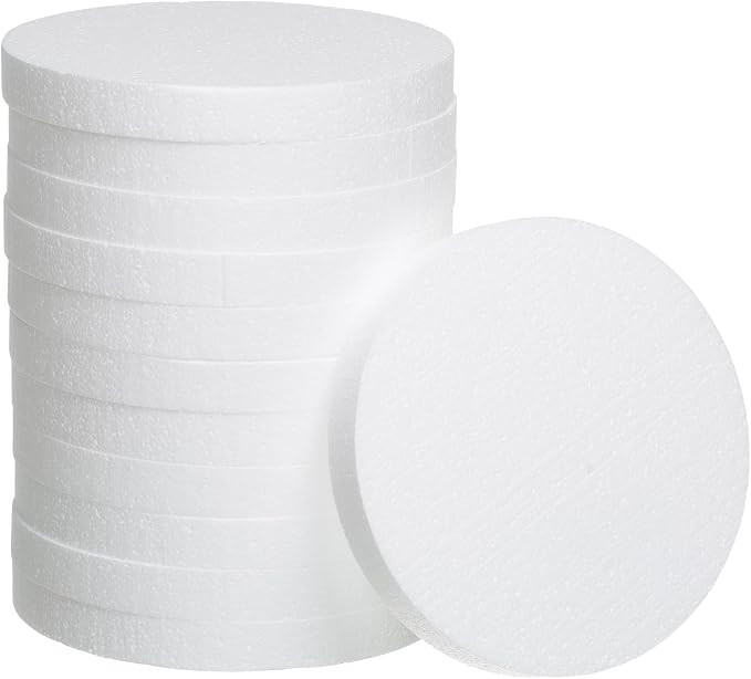 Crafare 5 Pack 8x8x1 Inch Round Foam Circles for Crafts | Versatile white polystyrene craft discs... | Amazon (US)