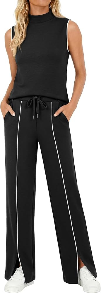 Casly Lamiit Two Piece Sets for Women Summer Outfits Sleeveless Tank Top Wide Leg Pants Matching ... | Amazon (US)