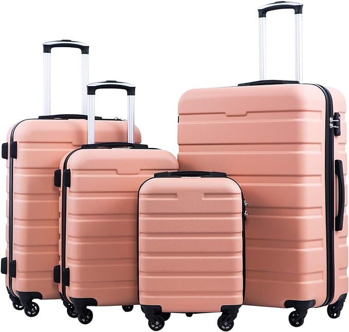 Coolife Luggage 3 Piece Set Suitcase Spinner Hardshell Lightweight TSA Lock (family set-sakura pi... | Amazon (US)