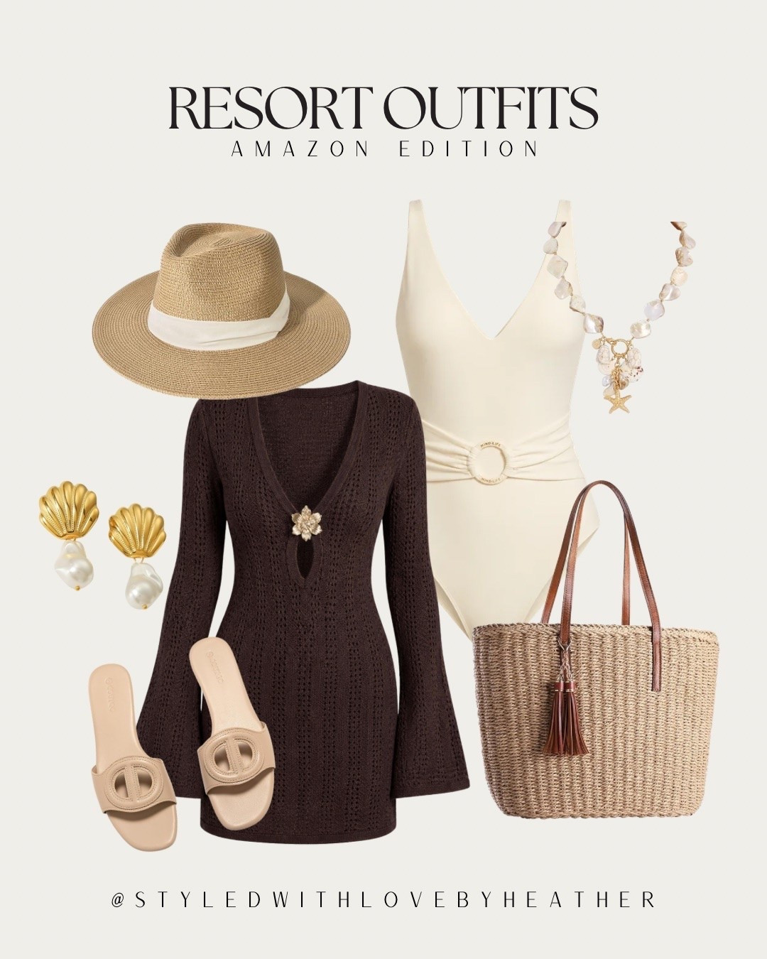 Vacation-ready and effortlessly chic. This rich brown knit cover-up paired with neutral accessories is giving luxury resort energy without the luxury price tag. ✨

#LTKeurope #LTKsummer #LTKitalia