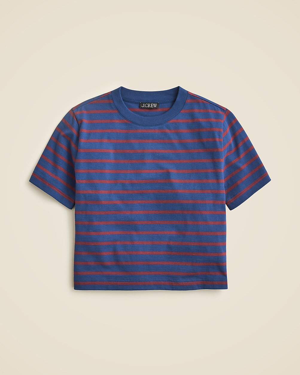 Relaxed premium-weight cropped T-shirt in stripe | J. Crew US