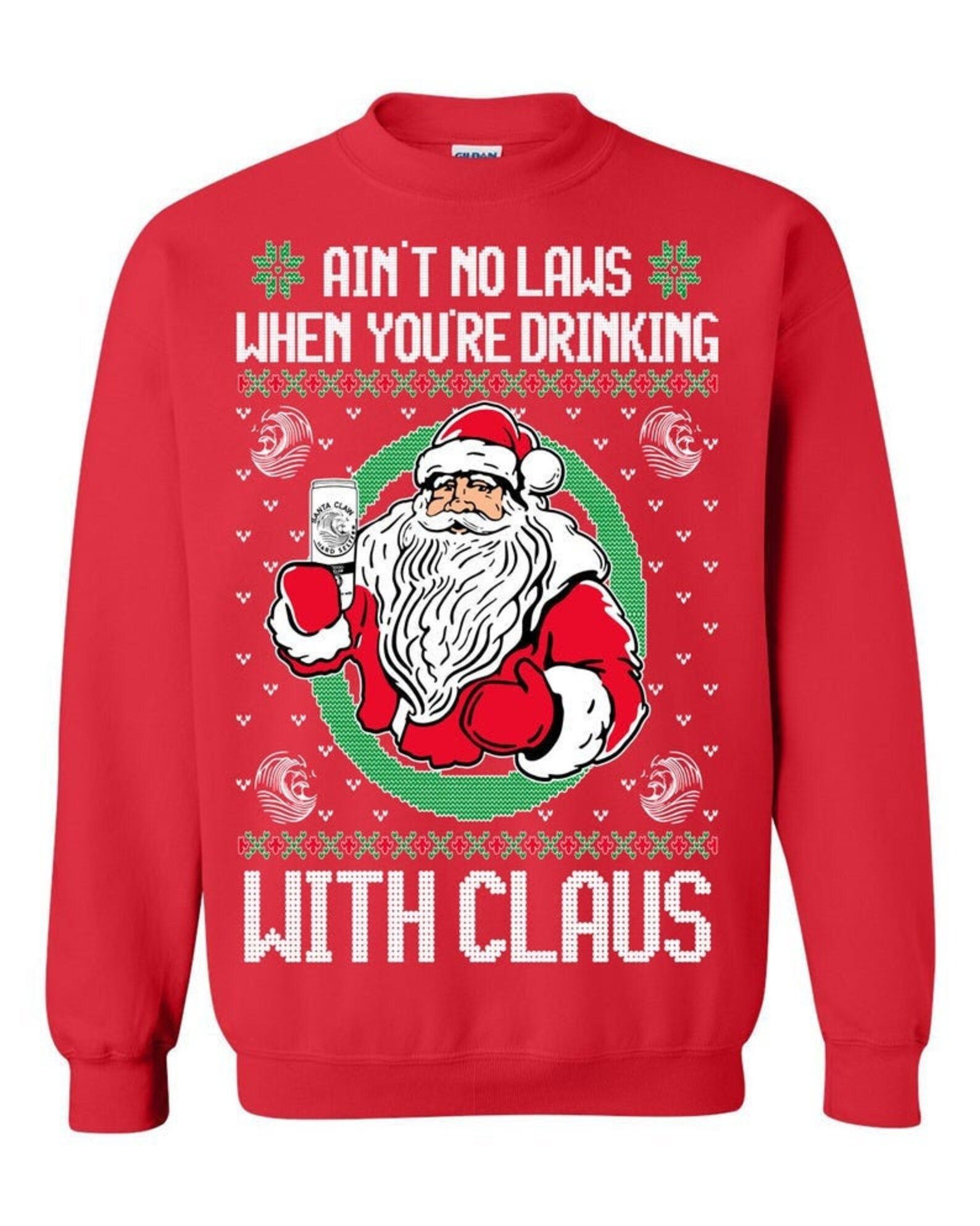 Ain't No Law When you're drinking with Claus ugly Christmas sweater Holiday Sweater-Christmas Gif... | Etsy (US)