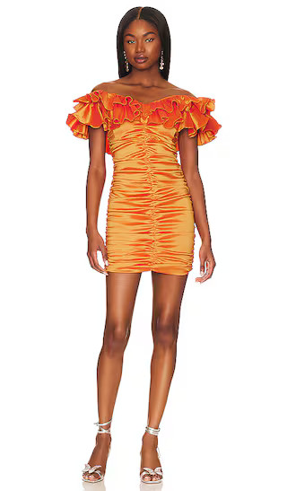 Nikolina Ruched Dress in Orange | Revolve Clothing (Global)